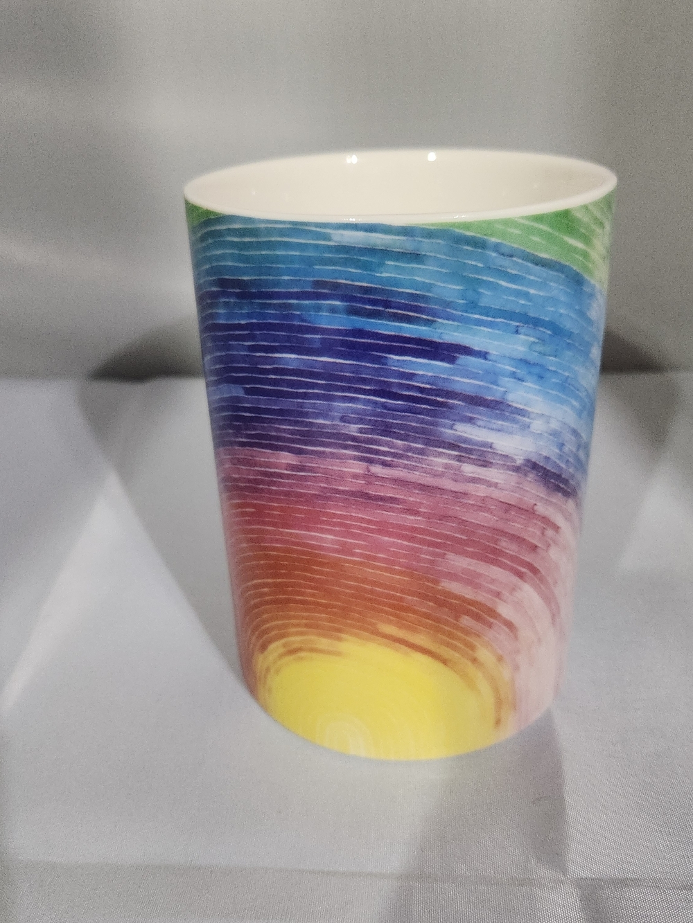 Hand-Painted Rainbow Ceramic Vase - Multicolor Accent